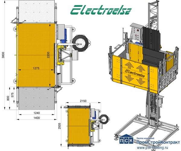 Грузовой подъемник мачтовый Electroelsa ELSA М15 (EHM 1200) трехфазовый-1