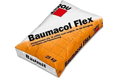 Клей для всех видов керамической плитки, керамогранита, каменных плит на сложные поверхности Baumacol Flex-1