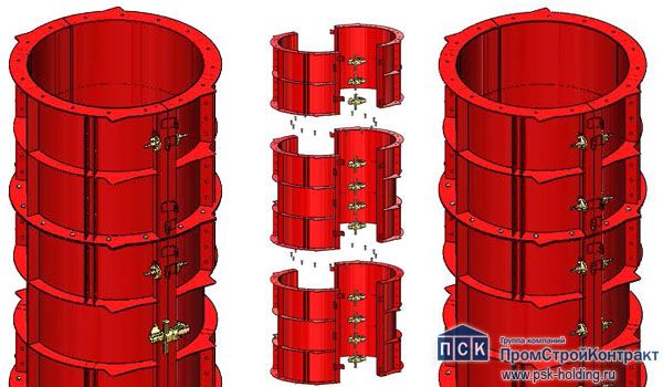 Опалубка круглых колонн стальная PSK-DELTA для промышленного строительства и мостостроения-1